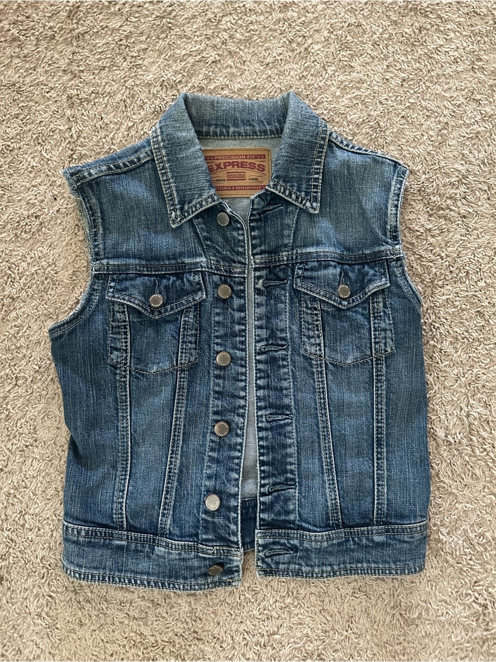 Express Light Wash Denim Trucker Vest - Picture 1 of 2